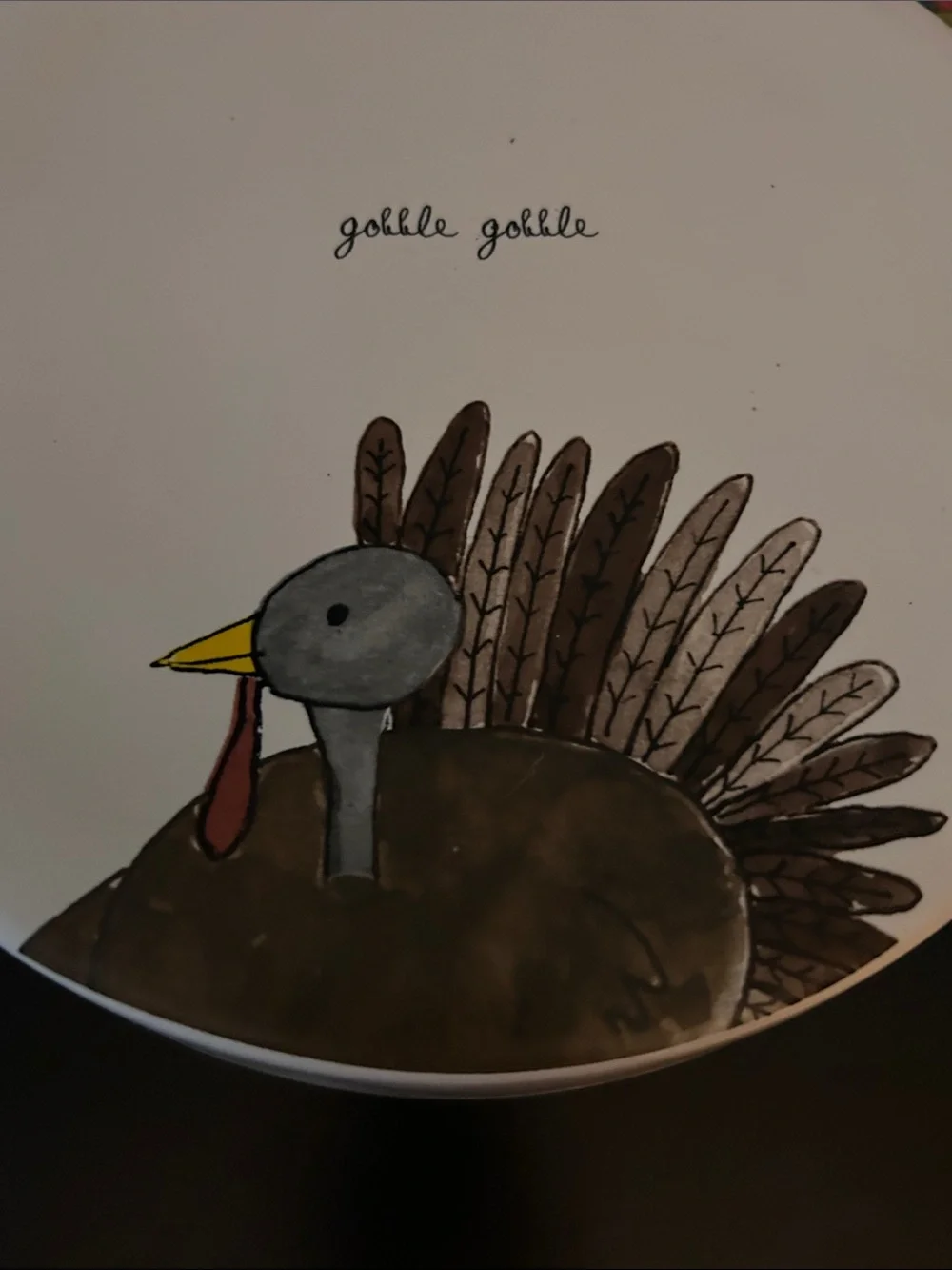 Gobble Gobble Turkey Ceramic Serving Cake Stand -Turkey on Top,Legs on Stand